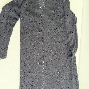 St. John Charcoal Crochet Cardigan